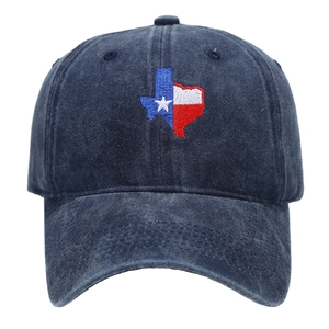 Casquette de baseball bleu marine avec broderie du Texas et coton délavé vintage