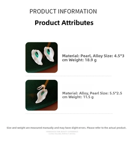 Detailed size and weight specs for vintage enamel flower and pearl earring set
