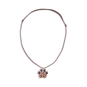 Adjustable brown leather necklace with a cute leopard print paw pendant for women