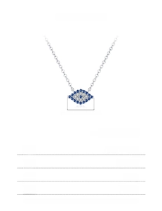 Detailed size specifications of S925 sterling silver evil eye pendant necklace with blue stones