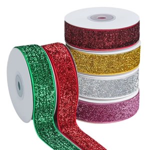2.5cm glitter ribbons in multiple colors for DIY gift boxes and Christmas tree decoration