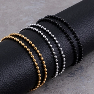 Collier Chaîne À Billes Minimaliste En Acier Inoxydable 316L À Maillons De Perles Rondes Pour Hommes Femmes
