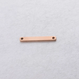 Rose gold rectangular stainless steel jewelry connector with dual holes in mirror finish