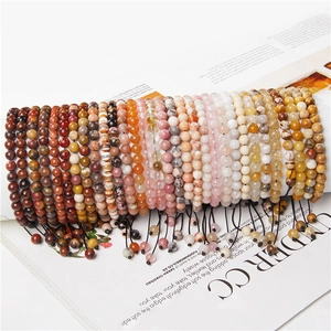 6mm natural tiger eye beaded bracelets for women with handmade adjustable cords