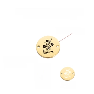 Mirror Polished Stainless Steel Circular Blank Tags Double Hole Connectors For DIY Jewelry Making Pendants