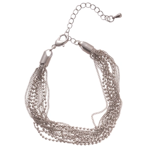 Chic multi-layered silver chain bracelet with lobster clasp and adjustable extension chain