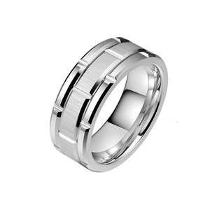 Titanium steel ring for men and women with brushed silver finish and polished edges