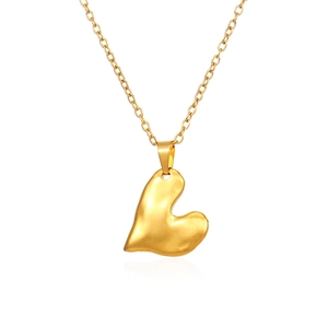 Minimalist gold titanium necklace featuring an irregular 3D heart pendant on O-chain
