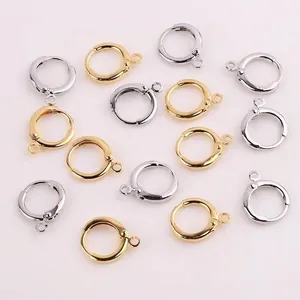 Stainless Steel Leverback Earring Hooks Round Hinged Earring Clasps With Loop For DIY Jewelry Making Hypoallergenic