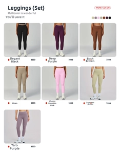 Griglia dettagliata di set di pantaloni da yoga a vita alta in sette colori sportivi