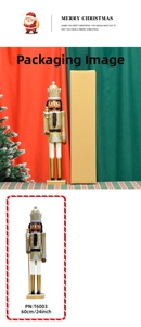 Detailed view of a 60cm wooden King Nutcracker and its specialized packaging box