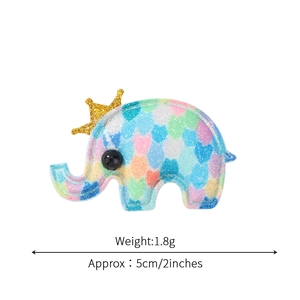 Sparkly elephant hair clip with colorful scales and golden crown for children accessories