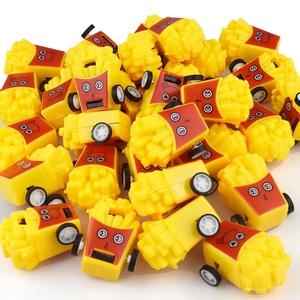 Bulk display of french fries pull back cars with cute cartoon facial expressions
