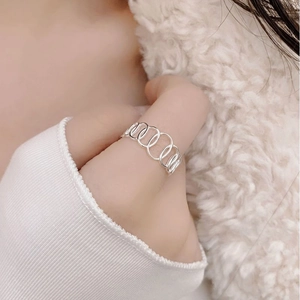 Bague ouverte minimaliste en argent sterling S925 spirale géométrique creuse