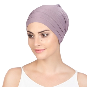 Women Pleated Turban Hat Beanie Polyester Elastic Fashion Pullover Headwrap For Hair Care And Sleep Soft Minimalist