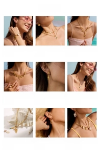 Detailed collection of 18K gold plated nautical jewelry including shell and sea star charms