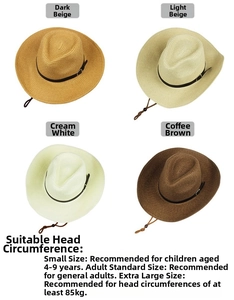 Chapeaux de soleil en paille pour hommes en quatre couleurs avec sangles réglables