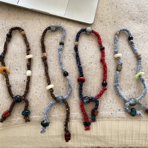 Handmade bohemian necklaces with resin beads and adjustable cotton cord in diverse colors