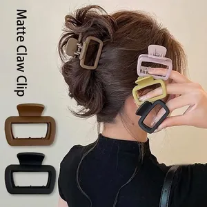 Matte Hair Claw Clips Small Rectangular Hollow Square Non-Slip Acrylic Hairpins For Women Girls Daily Styling