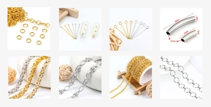 DIY jewelry kit with gold and silver chains, jump rings and 30mm curved metal tubes