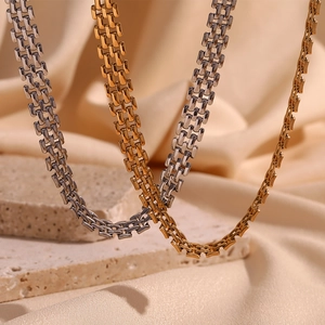 Minimalist 18K gold and silver plated woven watchband style chain necklaces for women