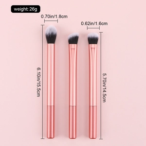 Lot de 3 pinceaux de maquillage or rose avec poils bicolores noir et blanc pour fard