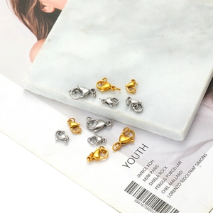 Gold and silver stainless steel lobster clasps in various sizes for jewelry making