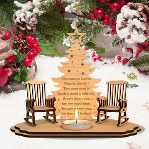 Wooden Christmas tree candle holder with rocking chairs for memorial holiday decoration