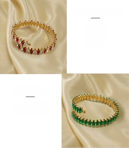 Macro view of adjustable 18K gold stainless steel bracelets with zircon inlay for women