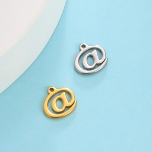 DIY stainless steel at symbol charms in gold and silver finish with small rings