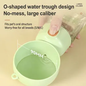 Portable pet water bottle with 90mm large-caliber O-shaped trough and one-button operation