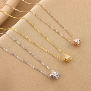 Titanium Steel Barrel Pendant Necklace Full Inlaid Zircon Crystal Sparkling Minimalist Jewelry For Women Elegant
