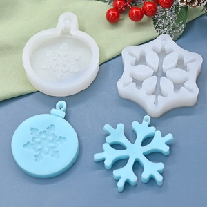 Snowflake Silicone Mold For Christmas DIY Resin Casting Cake Decorating Handmade Soap Wax Relief Round Hexagonal