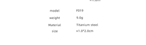 Spécifications techniques pour boucles d'oreilles en acier titane modèle F019