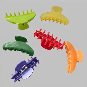 French style acetate claw clips set in six vibrant candy colors for thick hair