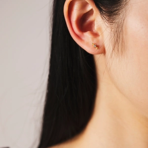 French luxury S925 sterling silver bar stud earrings with sparkling zircon for women
