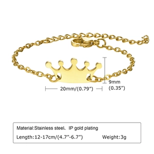 Detail showing titanium steel crown bracelet with IP gold plating and lobster clasp