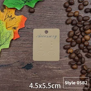 Macro detail of 4.5x5.5cm kraft paper jewelry display card with Accessory logo