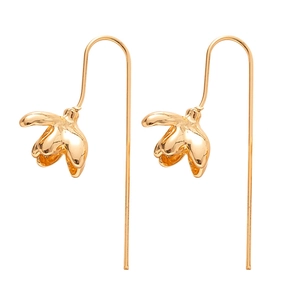 Boucles d'oreilles pétales de muguet dorées élégantes avec longs crochets minimalistes