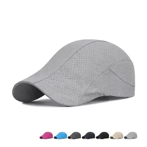 Summer Breathable Mesh Flat Cap Lightweight Quick Dry Ivy Cap Men Women Outdoor Sun Protection Adjustable Polyester