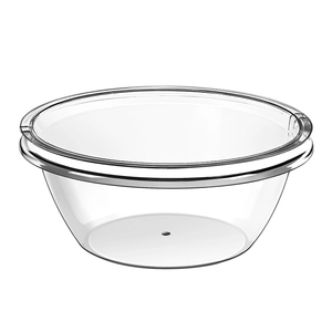 Large transparent non-stick dough mixing bowl for food preparation on white background