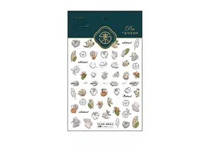 Detail of 5D nail art stickers with abstract rose patterns and Morandi color blocks