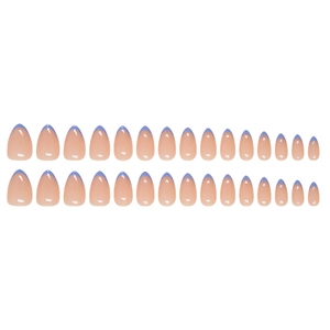 Unghie finte a mandorla corte French in rosa nude e blu chiaro, set da 24 pezzi totali