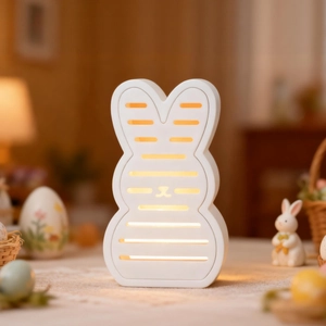 Detailed view of rabbit hollow silicone mold with warm light for home decor