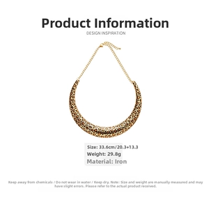 Detailed size and weight specs for leopard print U-shaped gold choker necklace