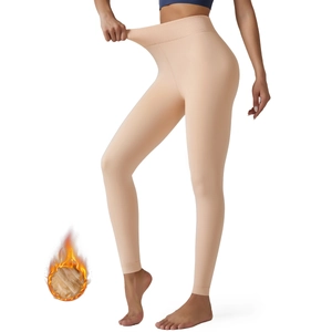 Women's plus size thermal leggings with fleece lining and high-waist slimming design