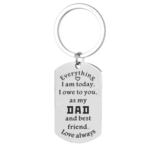 Stainless steel dad keychain with sentimental engraving for Christmas gift idea
