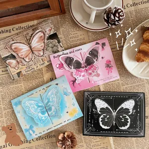 3D Pop-up Butterfly Greeting Card Vintage Paper Floral Rose Foldable Blessing Note Card With Envelope Birthday Gift