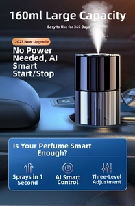 Macro view of 160ml wireless smart car aromatherapy diffuser with black metallic finish