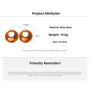 Detailed technical specifications for leopard print resin hoop earrings with alloy pins